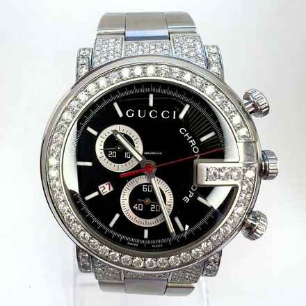  Gucci G Chronograph Quartz 44mm Steel 3.65TCW Diamond Watch </h1> 