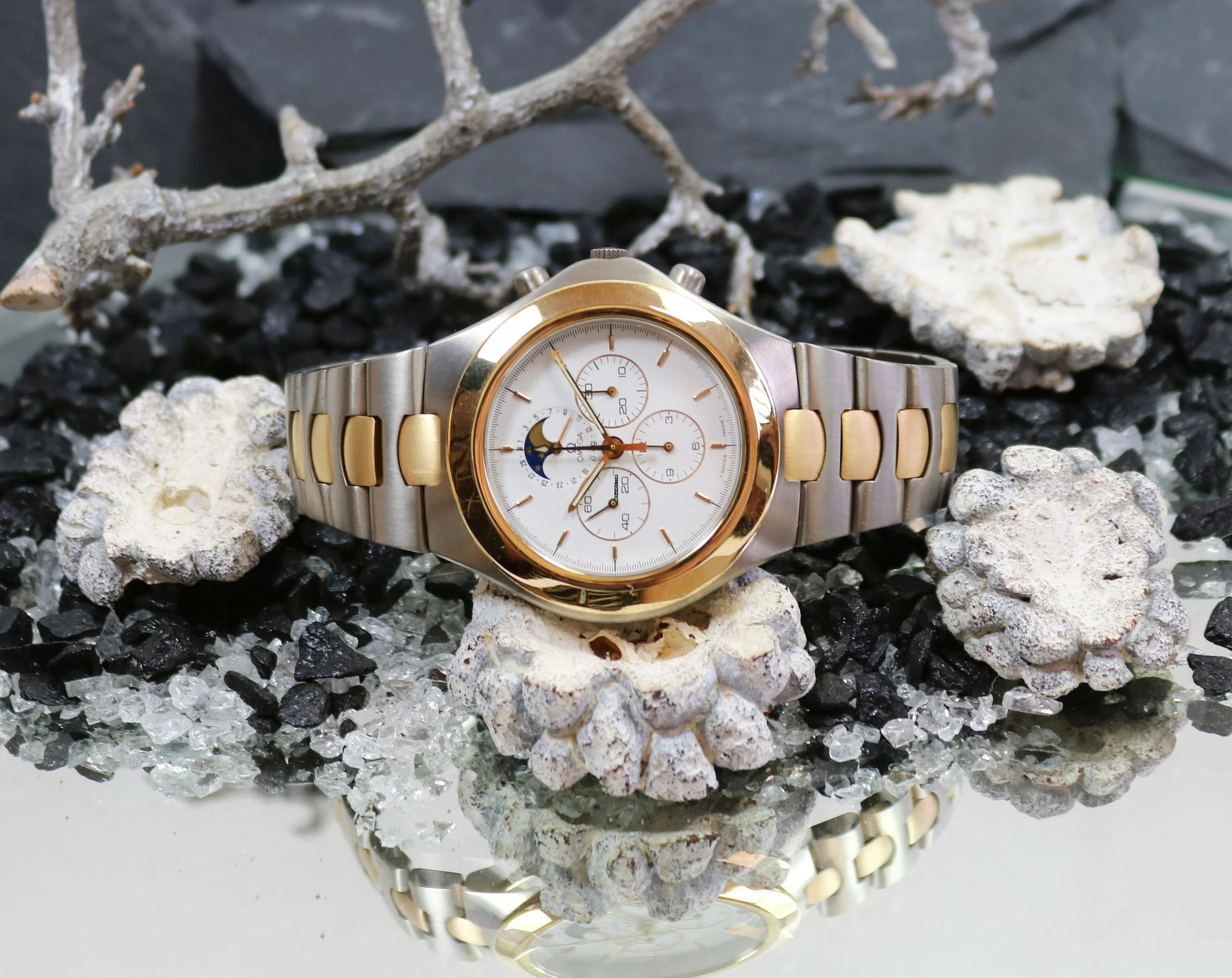  Omega Speedmaster Teutonic Mondphasen Chronograph Titan / 18Karat Gold TA 345.0810 