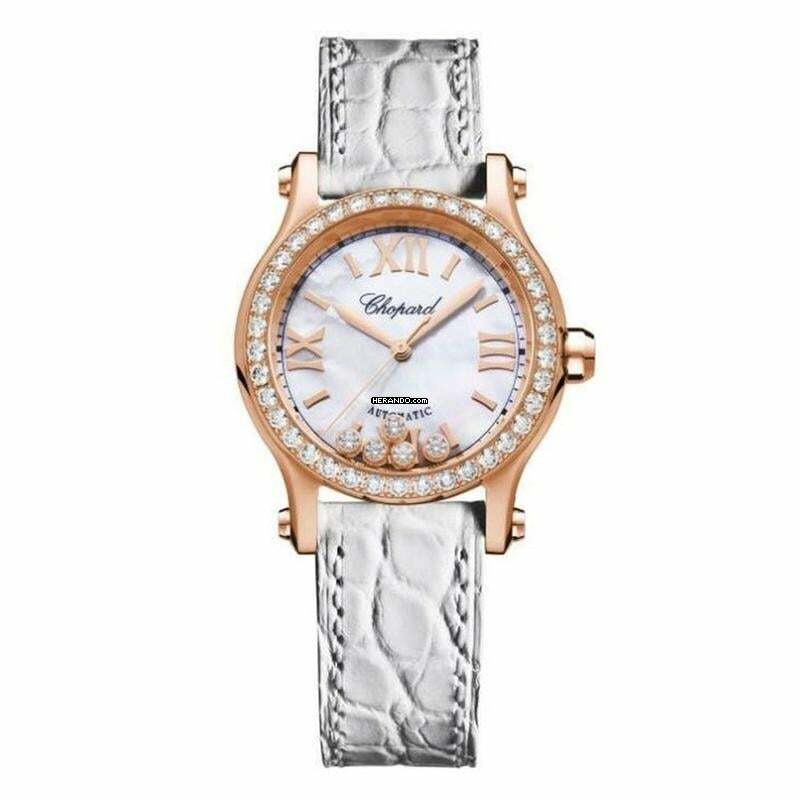  Chopard Happy Sport 274893-5010 - Happy Sport Automatic Pink Dial Rose Gold Ladies Watch </h1> 