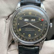 Thumbnail von Movado Calendomatic Triple date 16207 black dial Steel 1950’s </h1>