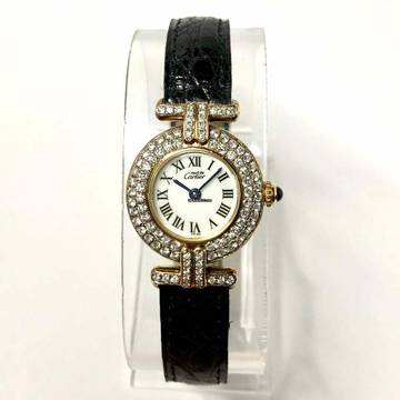  Cartier VERMEIL COLISÈE Quartz 24mm GoldPlated Argent 0.89TCW DIAMOND Watch </h1> 