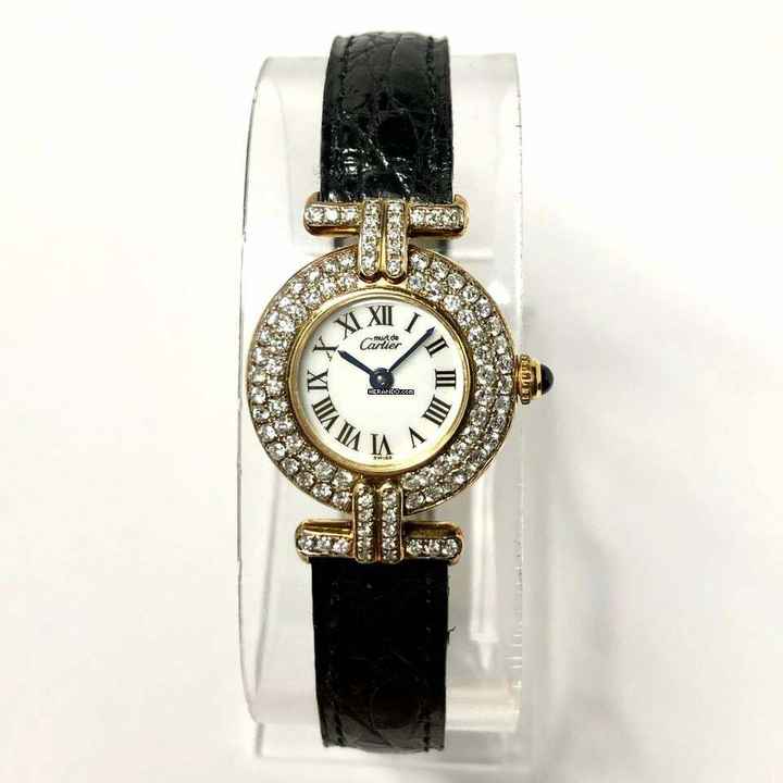  Cartier VERMEIL COLISÈE Quartz 24mm GoldPlated Argent 0.89TCW DIAMOND Watch </h1> 