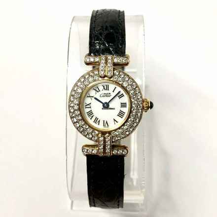  Cartier VERMEIL COLISÈE Quartz 24mm GoldPlated Argent 0.89TCW DIAMOND Watch </h1> 