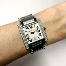 Thumbnail von Cartier Tank Française Automatic 28mm Steel 0.85TCW DIAMOND Watch </h1>