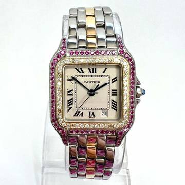  Cartier Panthère 27mm 1 Row Gold 0.48TCW Diamonds & 0.77TCW Red Rubies Watch </h1> 