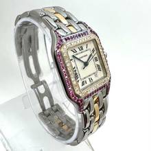 Thumbnail von Cartier Panthère 27mm 1 Row Gold 0.48TCW Diamonds & 0.77TCW Red Rubies Watch </h1>