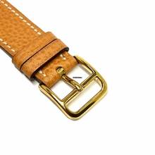 Thumbnail von Hermès Heure H 25mm Two Tone 0.91TCW DIAMONDS Hermès Double Tour Brown Leather Band  Watch </h1>