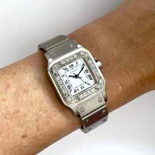 Thumbnail von Cartier Santos Galbée 24mm Automatic Steel 0.69TCW Diamond Watch </h1>