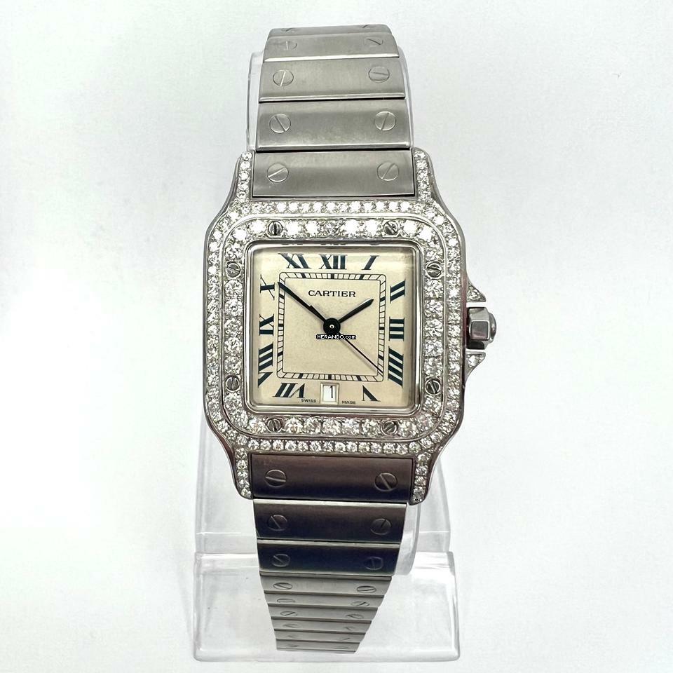  Cartier Santos Galbée 29mm Quartz Steel 1.57TCW Diamond Watch </h1> 