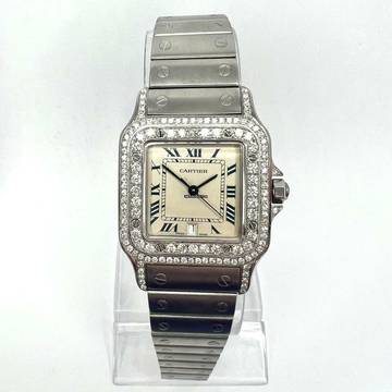  Cartier Santos Galbée 29mm Quartz Steel 1.57TCW Diamond Watch </h1> 