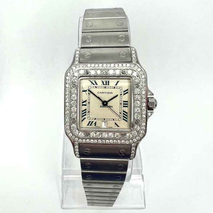  Cartier Santos Galbée 29mm Quartz Steel 1.57TCW Diamond Watch </h1> 