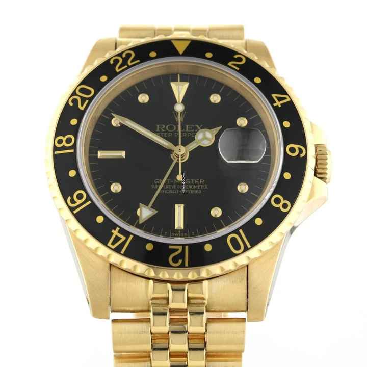  Rolex GMT-Master Yellow Gold Black Nipple Dial Ref.16758 </h1> 