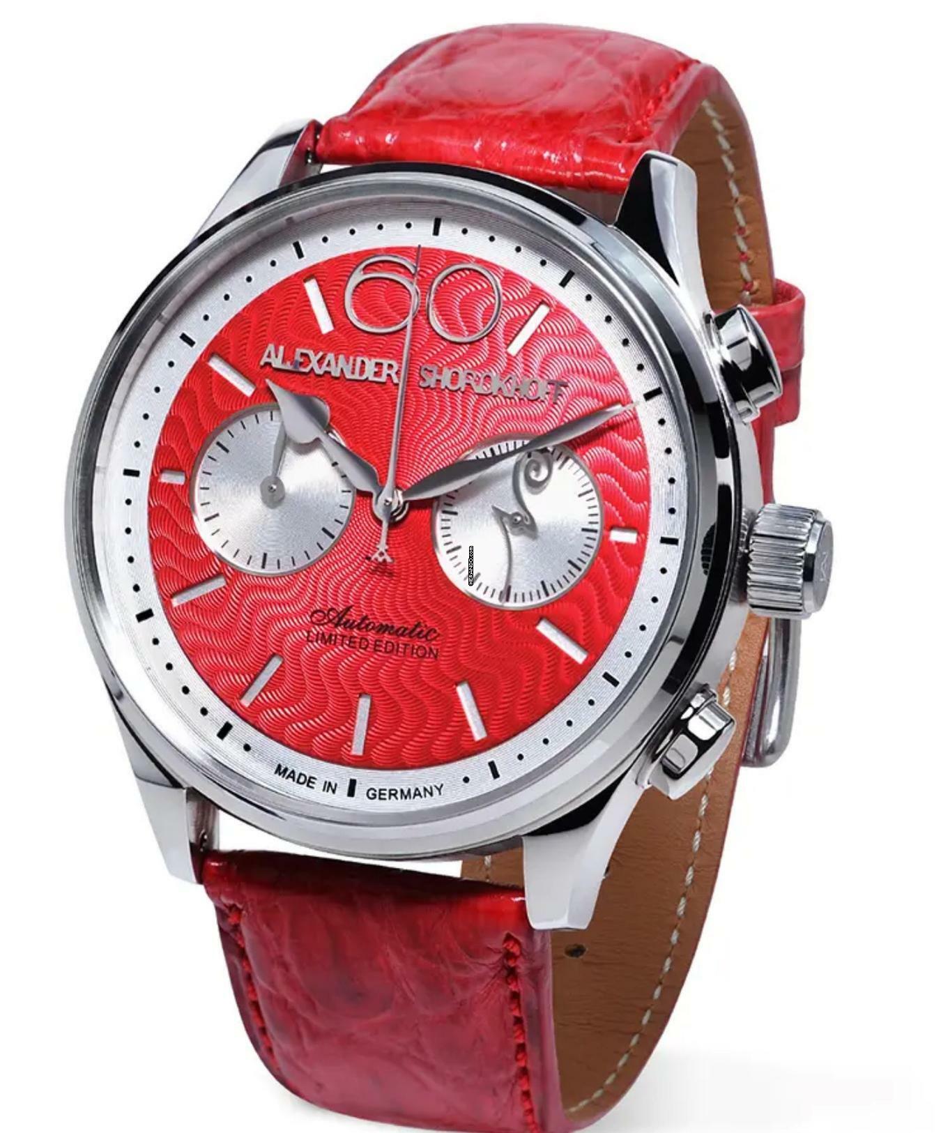 Alexander Shorokhoff Neva Red Chronograph Limited Edition 100 Pieces optional in Blue and green