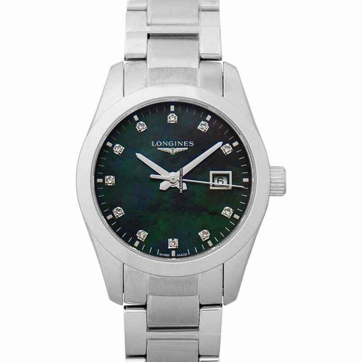  Longines Conquest Classic L22864886 - Conquest Classic Quartz Black Mother of Pearl Dial Diamond Ladies Watch </h1> 