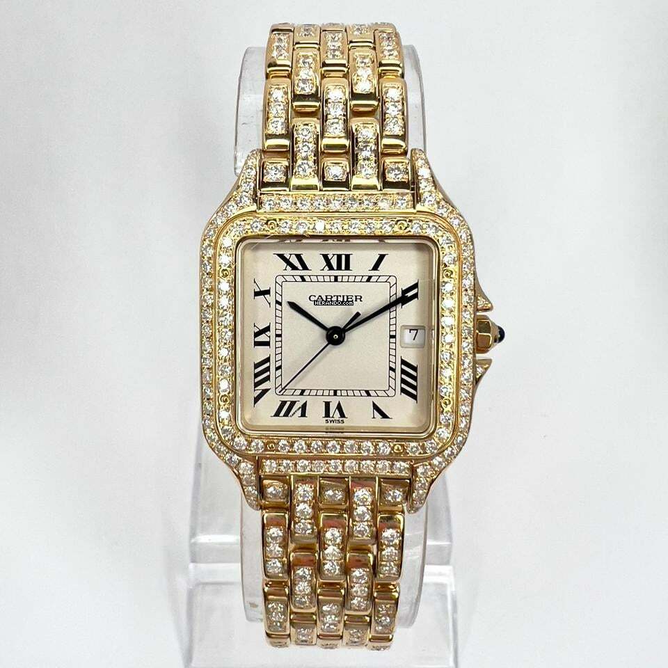  Cartier Panthère 27mm Quartz 18K Yellow Gold 6.1TCW Diamond Watch </h1> 