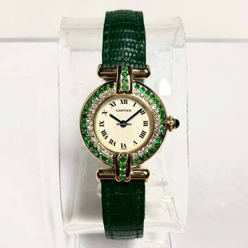  Cartier COLISEE Quartz 24mm 18K Yellow Gold DIAMONDS & Emeralds Watch </h1> 