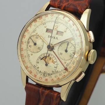  Doxa Chronograph Calendar Moon 18k Gold Valjoux 730/88 </h1> 