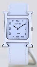 Thumbnail von Hermès Heure H white Strap white Dial Big Version rar B+P new unworn