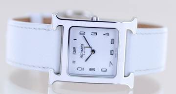 Thumbnail von Hermès Heure H white Strap white Dial Big Version rar B+P new unworn