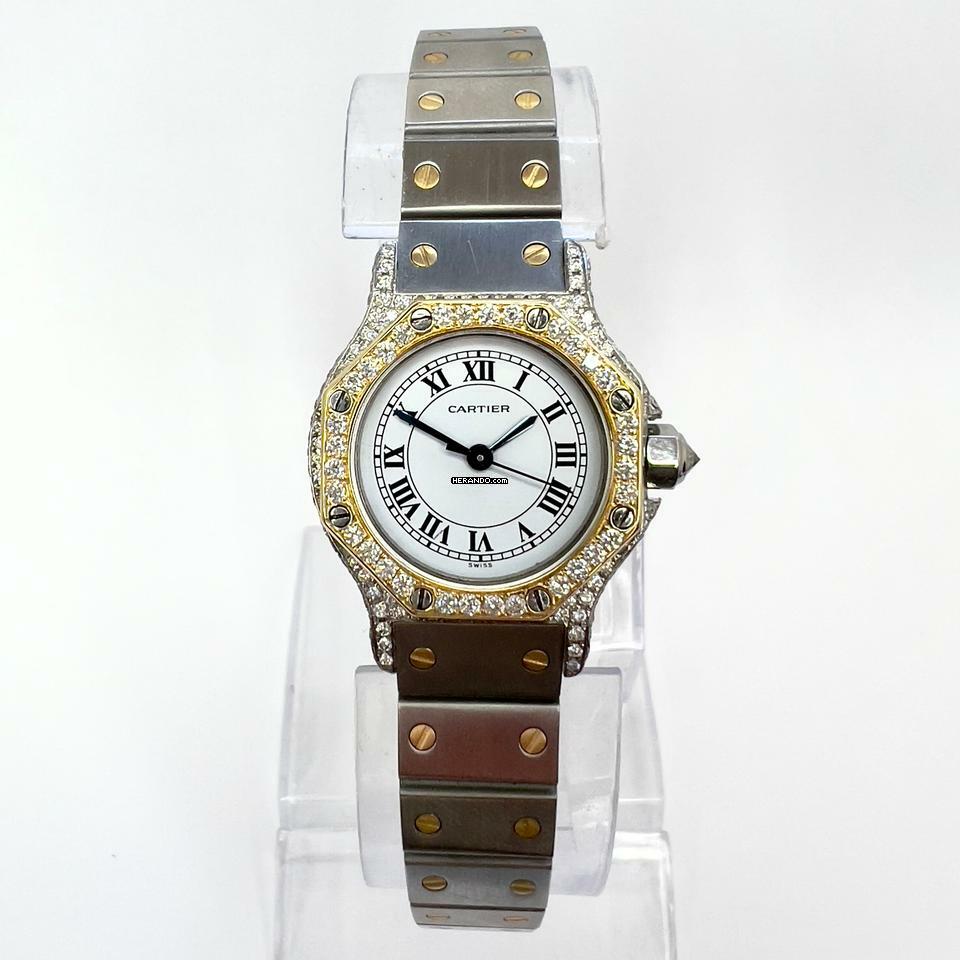  Cartier Santos OCTAGON 25mm Automatic 2 Tone 1.5TCW DIAMOND Watch  </h1> 