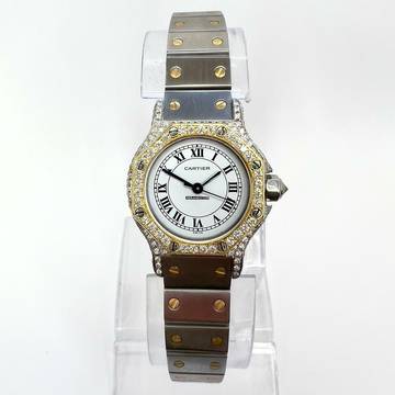  Cartier Santos OCTAGON 25mm Automatic 2 Tone 1.5TCW DIAMOND Watch  </h1> 