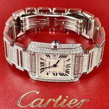Thumbnail von Cartier Tank Française Quartz 20mm Steel ~6TCW Full DIAMOND Watch </h1>