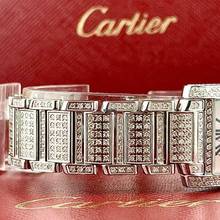 Thumbnail von Cartier Tank Française Quartz 20mm Steel ~6TCW Full DIAMOND Watch </h1>