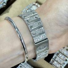 Thumbnail von Cartier Santos Galbée 29mm Quartz Steel 11.53TCW Full Diamond Watch </h1>