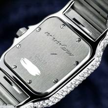 Thumbnail von Cartier Santos Galbée 29mm Quartz Steel 11.53TCW Full Diamond Watch </h1>