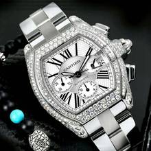 Thumbnail von Cartier Roadster Chronograph 2618 Automatic 42mm Steel ~4TCW DIAMOND Watch </h1>