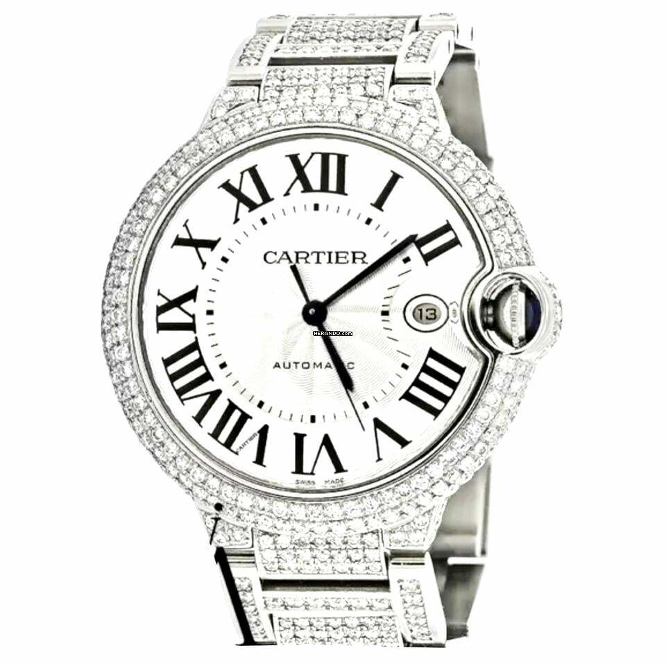  Cartier Ballon Bleu 42mm Automatic Steel ~8TCW DIAMOND Watch </h1> 