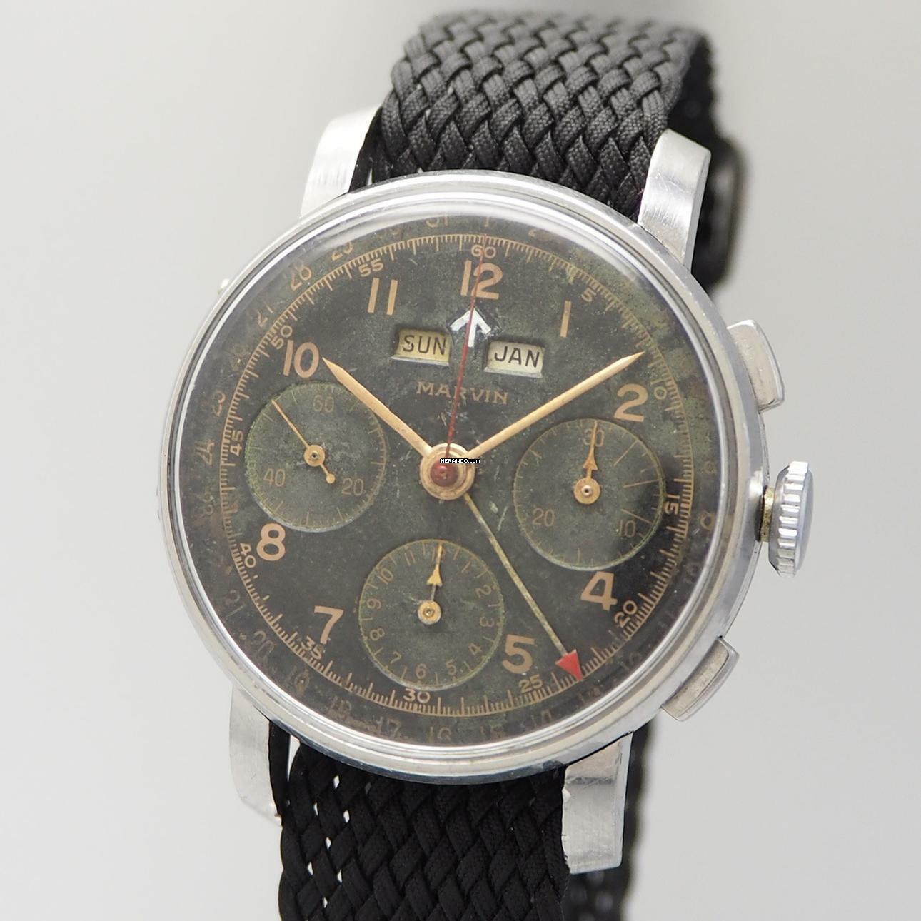  Marvin Military WW2 Chronograph Vollkalender Vintage Valjoux 72c very rare </h1> 