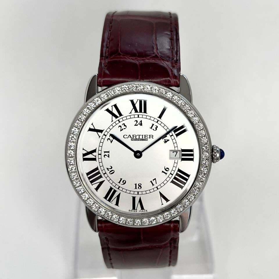  Cartier Ronde Solo de Cartier Date 36mm Quartz Steel 1TCW DIAMOND Watch </h1> 