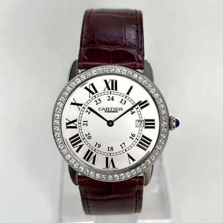 Cartier Ronde Solo de Cartier Date 36mm Quartz Steel 1TCW DIAMOND Watch </h1> 