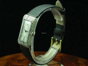 Thumbnail von Art Deko Damenuhr A.t.p. 18kt 750 Weißgold Gold Diamanten Diamant Besatz Antik </h1>