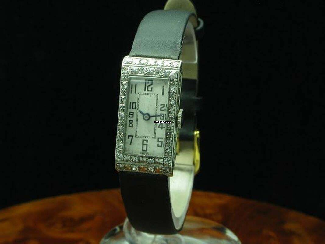  Art Deko Damenuhr A.t.p. 18kt 750 Weißgold Gold Diamanten Diamant Besatz Antik </h1> 