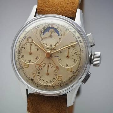  Tourneau Chronograph Rattrapante Schleppzeiger Moon Calendar Venus 190 ULTRA RARE  