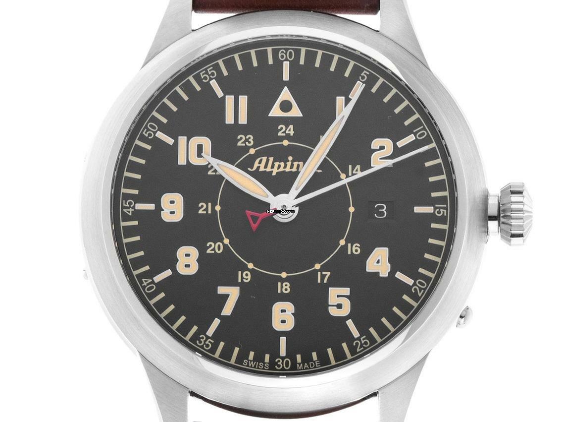  Alpina Startimer Pilot Heritage Stahl Automatik Armband Leder Limitiert 44mm Ref.AL-525BBG4SH6 Box&Pap. Full Set Neu 