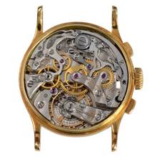 Thumbnail von Patek Philippe Chronograph 130 indelible silver dial yellow gold 18KT 1946's </h1>