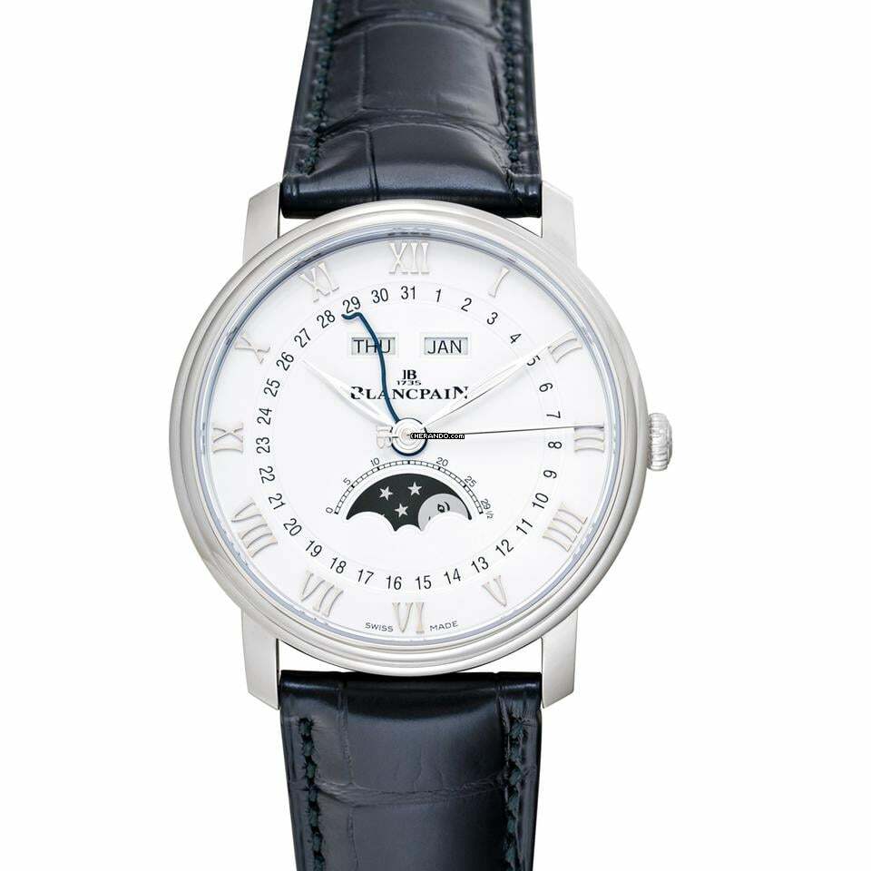Blancpain Villeret Quantième Complet 6654-1127-55B - Villeret Quantième Complet 40mm Stainless Steel / White </h1>