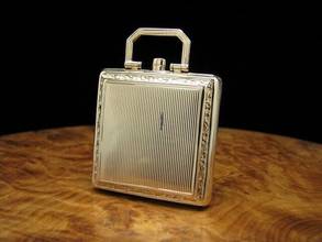 Thumbnail von Ebel 9kt 375 Gold Reiseuhr Klappuhr Taschenuhr Carré Form </h1>