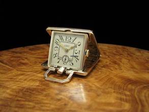 Thumbnail von Ebel 9kt 375 Gold Reiseuhr Klappuhr Taschenuhr Carré Form </h1>