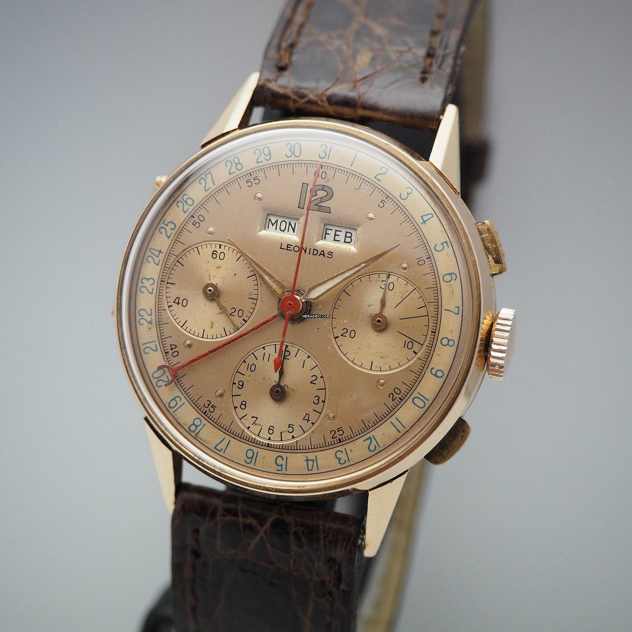 Leonidas Vollkalender Chronograph 18k 750 Rosegold </h1>
