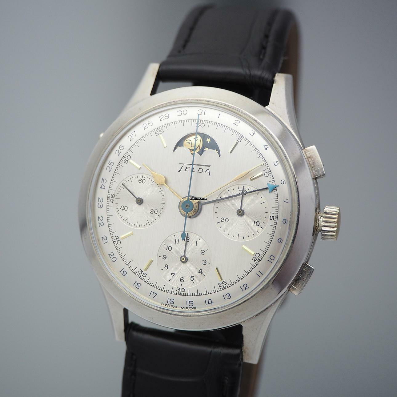 Telda Chronograph Moonphase Vintage Limited Edition 130 , Silber 925 Venus 187 ULTRA Rare </h1>
