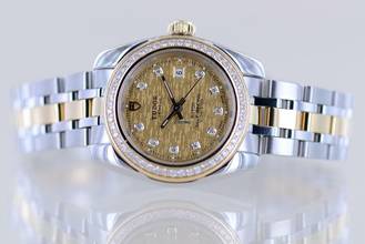 Thumbnail von Tudor Classic Date 28mm Lady Champagner Linen Diamond Dial Bezel Stahl-Gold rar </h1>