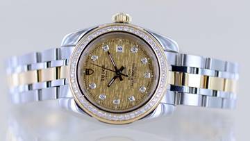 Thumbnail von Tudor Classic Date 28mm Lady Champagner Linen Diamond Dial Bezel Stahl-Gold rar </h1>