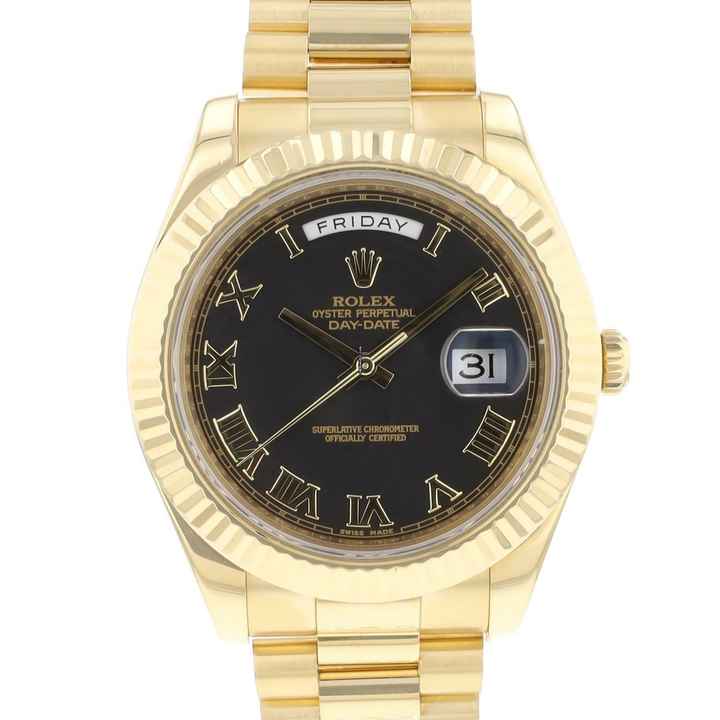  Rolex Day-Date II Yellow Gold Black Roman Dial </h1> 
