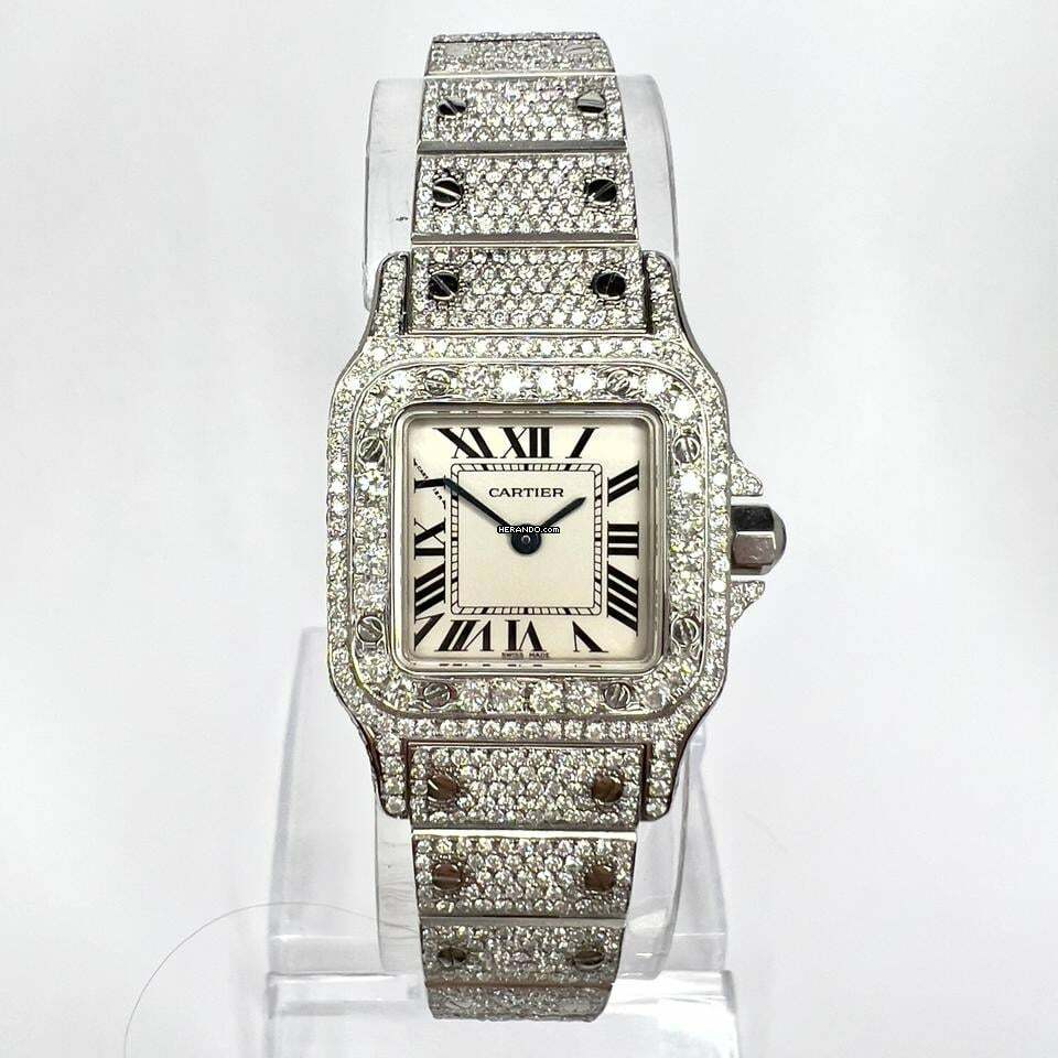  Cartier Santos Galbée 24mm Quartz Steel 6.60TCW Diamond Watch </h1> 