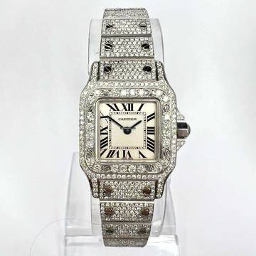  Cartier Santos Galbée 24mm Quartz Steel 6.60TCW Diamond Watch </h1> 