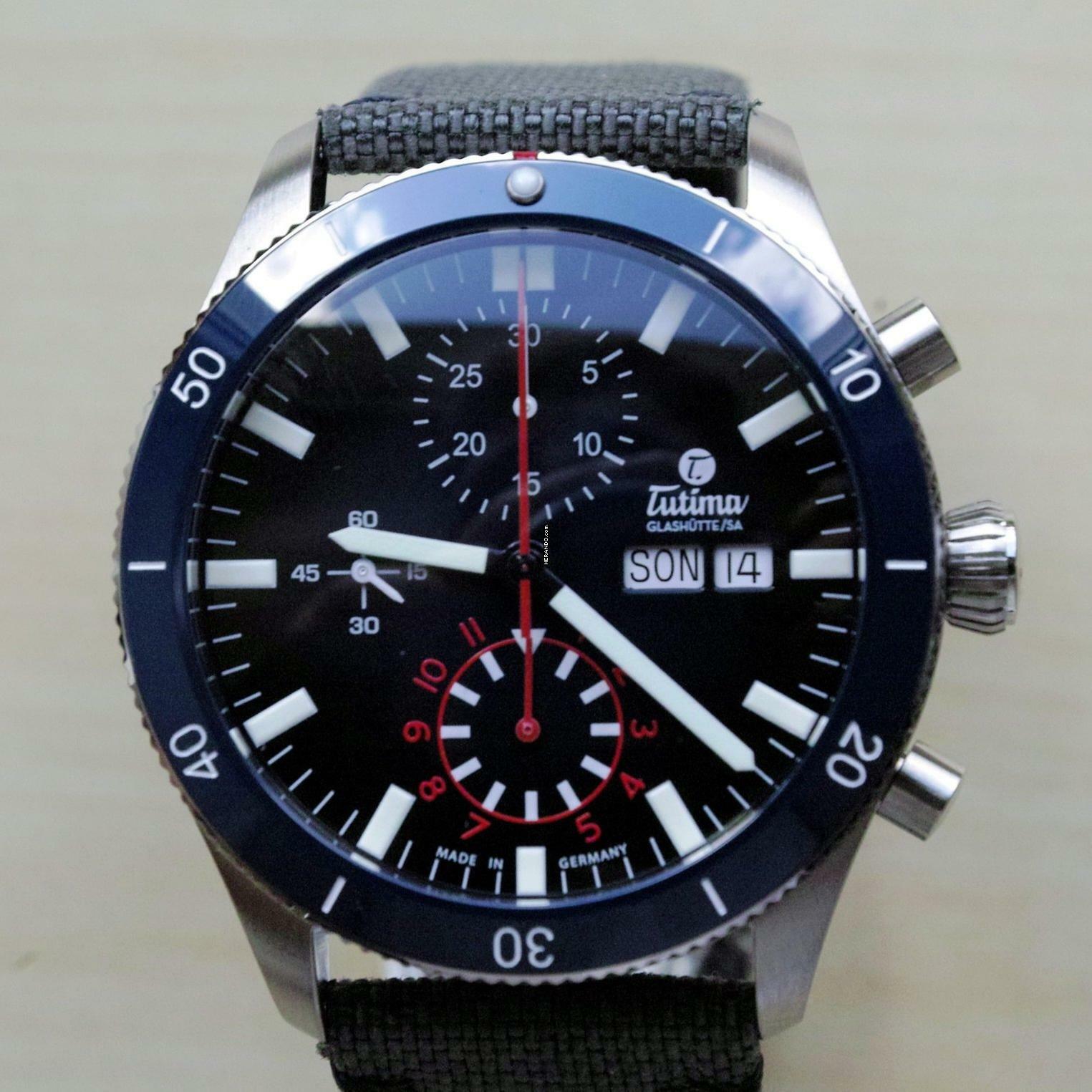  Tutima Grand Flieger Airport NEW Grand Flieger Airport Chronograph Blue FULL SET 